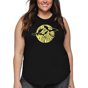Women's Plus Size Word Art Tank Top - Halloween Bats
