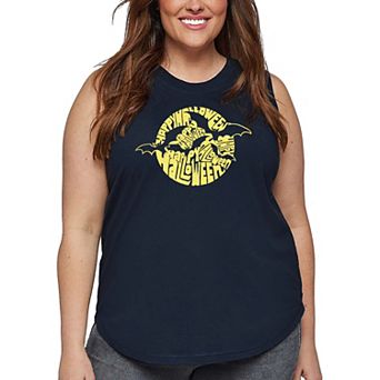 Women's Plus Size Word Art Tank Top - Halloween Bats