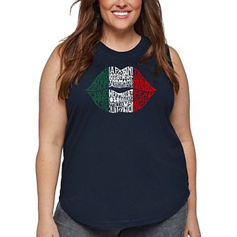 Women's Plus Size Word Art Tank Top - Latina Lips