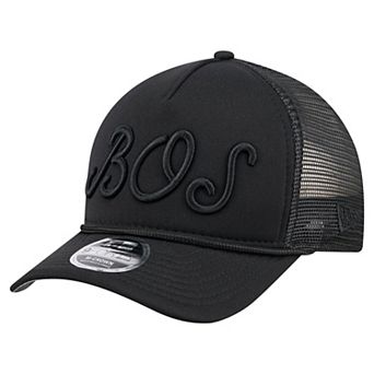 Men's New Era Black Boston Red Sox City Initial 9FORTY A-Frame M-Crown Adjustable Trucker Hat