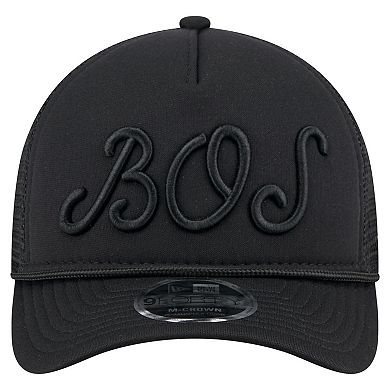 Men's New Era Black Boston Red Sox City Initial 9FORTY A-Frame M-Crown Adjustable Trucker Hat