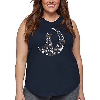 Cat Sitting On Moon - Women's Plus Size Word Art Tank Top