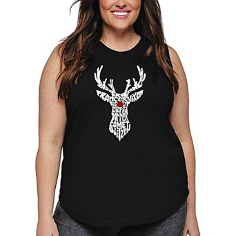 Women's Plus Size Word Art Tank Top - Santa's Reindeer