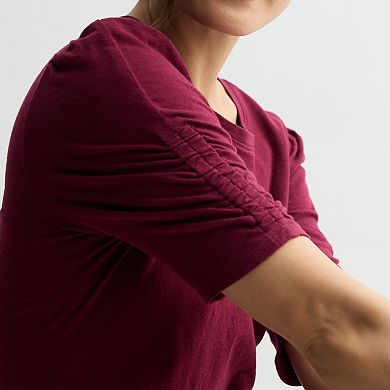 Women's Croft & Barrow® Ruched Elbow Sleeve Top