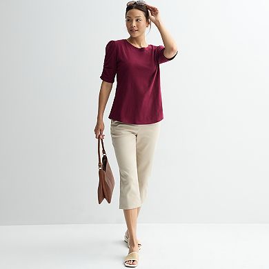Women's Croft & Barrow® Ruched Elbow Sleeve Top