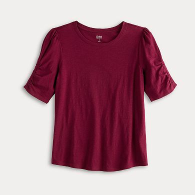 Women's Croft & Barrow® Ruched Elbow Sleeve Top