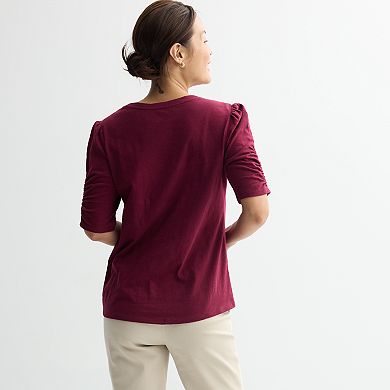 Women's Croft & Barrow® Ruched Elbow Sleeve Top