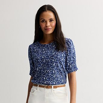 Women's Croft & Barrow® Ruched Elbow Sleeve Top