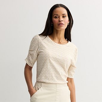 Women's Croft & Barrow® Ruched Elbow Sleeve Top