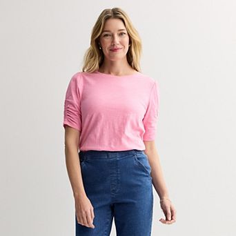 Women's Croft & Barrow® Ruched Elbow Sleeve Top
