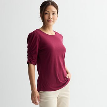 Women's Croft & Barrow® Ruched Elbow Sleeve Top