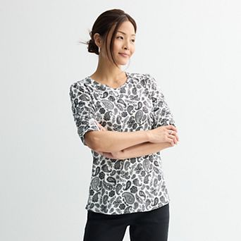 Women's Croft & Barrow® Ruched Elbow Sleeve Top