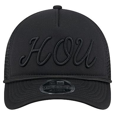 Men's New Era Black Houston Astros City Initial 9FORTY A-Frame M-Crown Adjustable Trucker Hat