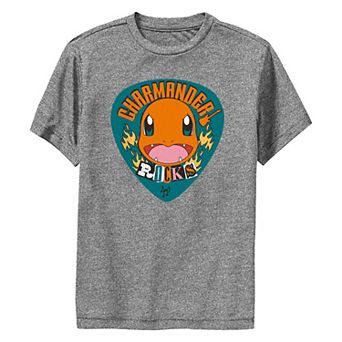 Boys 8-20 Pokemon Charmander Rocks Guitar Pick Performance Graphic Tee
