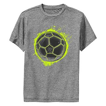 Boys 8-20 Fluorescent Soccer Ball Sketch Performance Graphic Tee