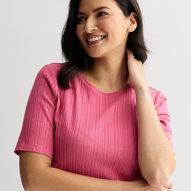 Women's Croft & Barrow® Elbow Sleeve Crew Tee