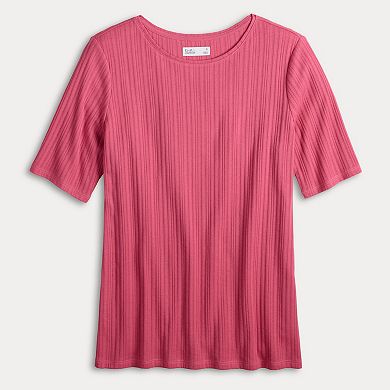Women's Croft & Barrow® Elbow Sleeve Crew Tee