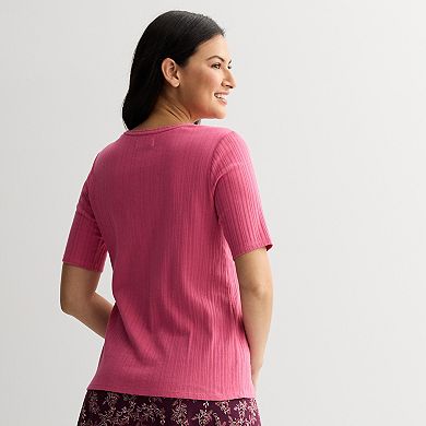 Women's Croft & Barrow® Elbow Sleeve Crew Tee