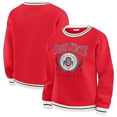 Women's Ohio State Buckeyes Striped Rib Crewneck Sweatshirt