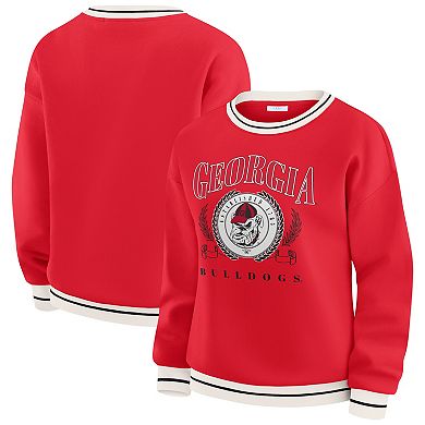 Women's Georgia Bulldogs Striped Rib Crewneck Sweatshirt