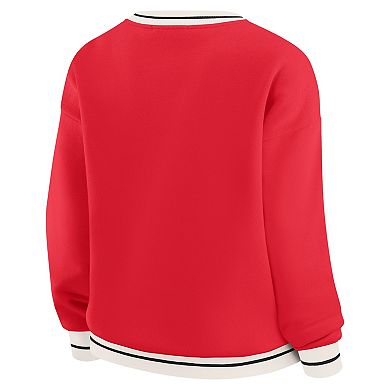 Women's Georgia Bulldogs Striped Rib Crewneck Sweatshirt