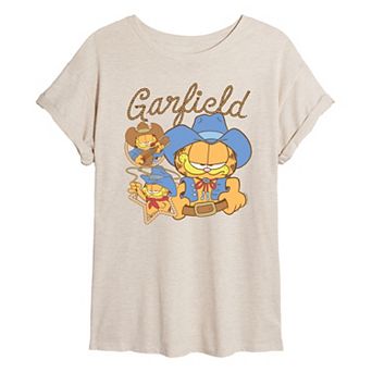 Juniors' Garfield Western Oversized Tee