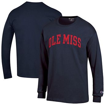 Men's Champion Navy Ole Miss Rebels Basic Arch Long Sleeve T-Shirt