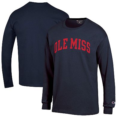 Men's Champion Navy Ole Miss Rebels Basic Arch Long Sleeve T-Shirt