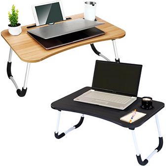 FC Design 2 Pack Foldable Laptop Table, Breakfast Serving Bed Tray, Lap Desk with Foldable Leg