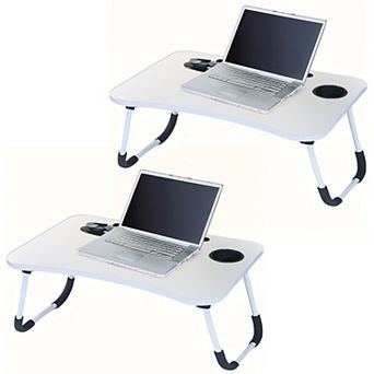 FC Design 2 Pack Foldable Laptop Table, Breakfast Serving Bed Tray, Lap Desk with Foldable Leg