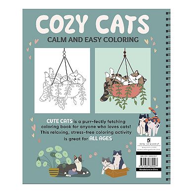 Calm and Easy Coloring: Cozy Cats Spiral-Bound Activity Book