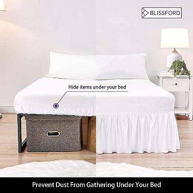 Ruffled Bed Skirt with Split Corners 18" Drop Bedskirt- Blissford Dust Ruffle