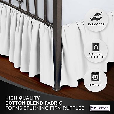 Ruffled Bed Skirt with Split Corners 21 Inch Drop Cotton Blend Bedskirt - Blissford Dust Ruffle