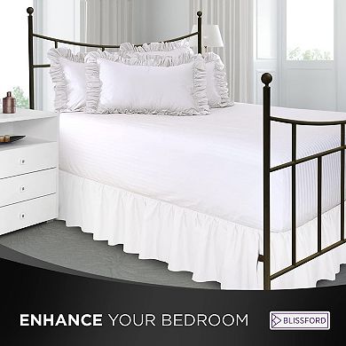 Ruffled Bed Skirt with Split Corners 21 Inch Drop Cotton Blend Bedskirt - Blissford Dust Ruffle