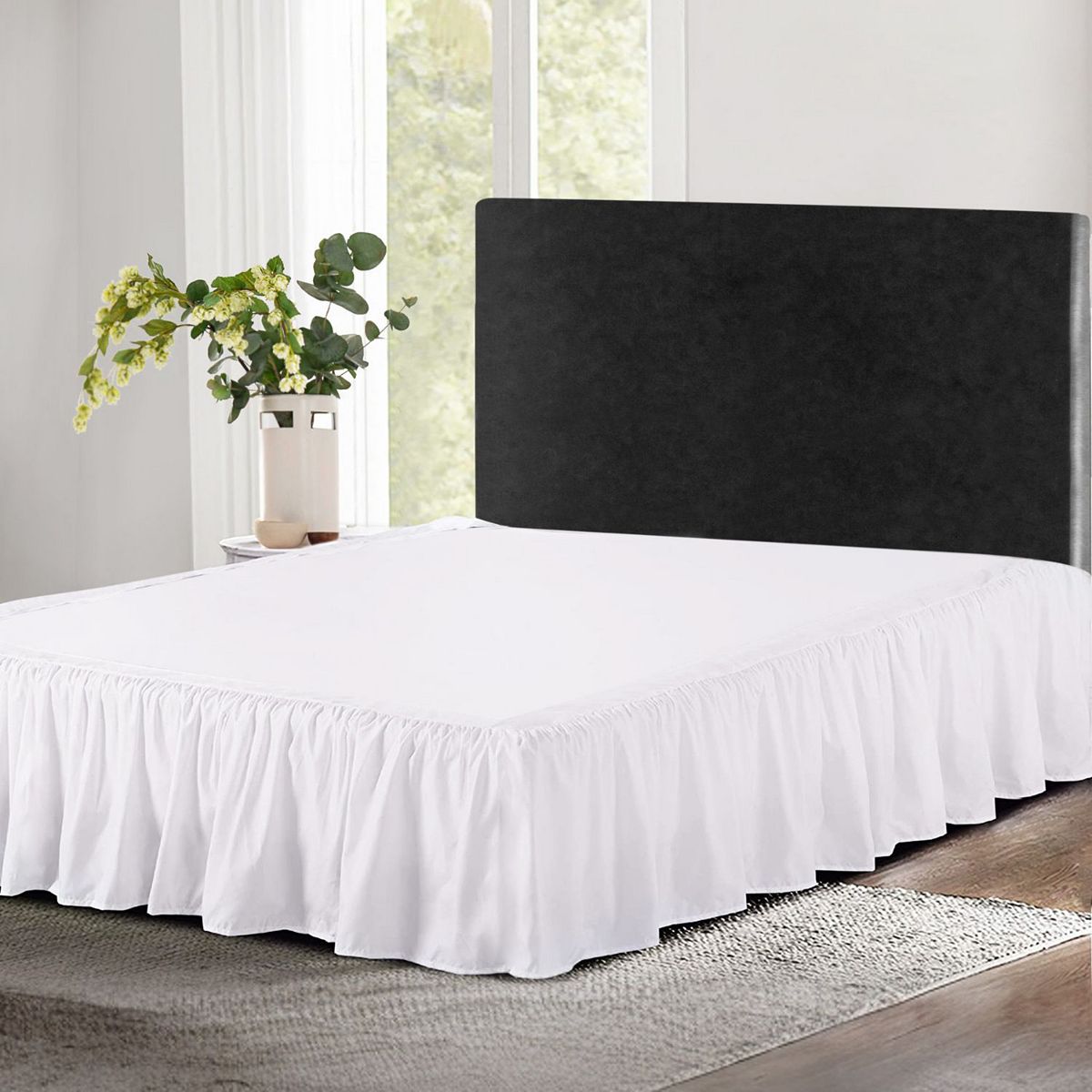 Ruffled Bed Skirt with Split Corners 14" Drop- Blissford Dust Ruffle - QUEEN
