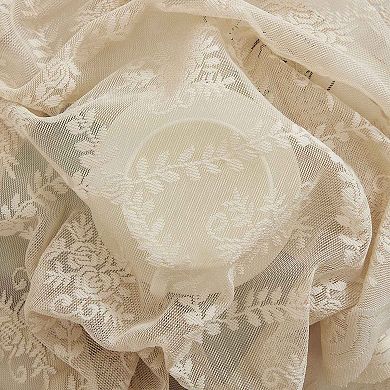 HLC.ME Isabella Floral Lace Fabric Tablecloth, Round Table Cloth, Wrinkle Resistant, Scalloped