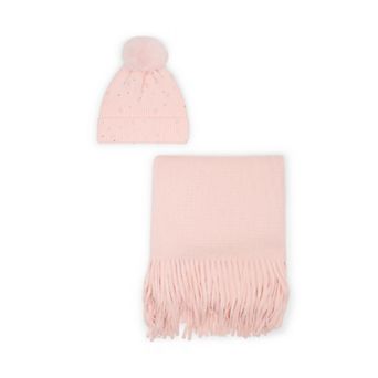 Women's madden girl Rhinestone & Simulated Pearl Beanie & Scarf Gift Set