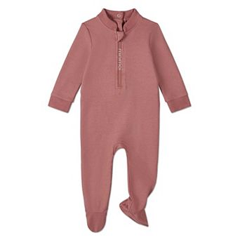 Baby Half Zip Stretch Cotton Blend Footie