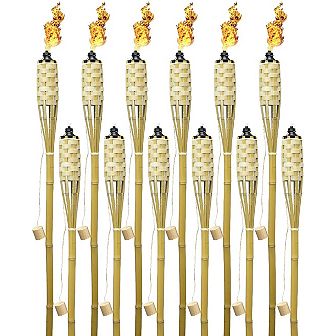 Sorbus 5 Feet Tall 100% Bamboo Outdoor Torches (Set of 12)