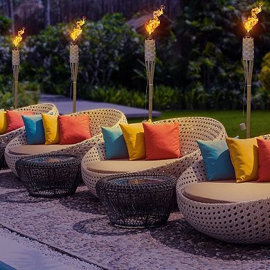 Sorbus 5 Feet Tall 100% Bamboo Outdoor Torches (Set of 12)