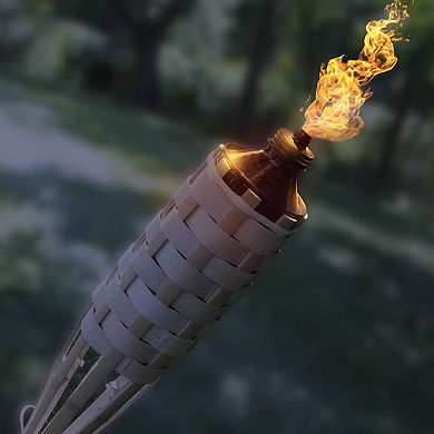 Sorbus 5 Feet Tall 100% Bamboo Outdoor Torches (Set of 12)