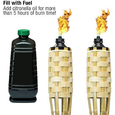 Sorbus 5 Feet Tall 100% Bamboo Outdoor Torches (Set of 12)