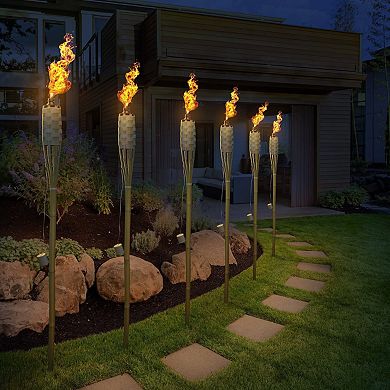 Sorbus 5 Feet Tall 100% Bamboo Outdoor Torches (Set of 12)