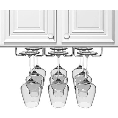 Sorbus Under Cabinet Wine Glass Rack and Stemware Holder - 3 Rows Holds up to 9
