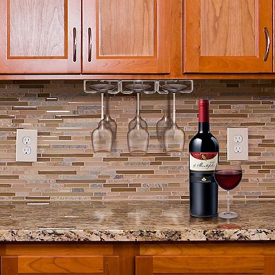 Sorbus Under Cabinet Wine Glass Rack and Stemware Holder - 3 Rows Holds up to 9
