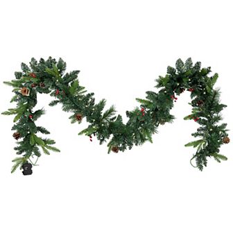 Sunnydaze Holiday Glimmer 9' Pre-Lit PVC Garland - Traditional