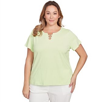 Hearts of Palm Plus Size It's A Spring Thing Short Sleeve Solid Top