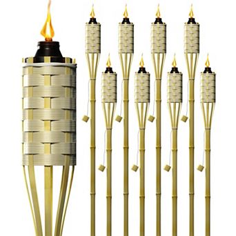 Sorbus 5 Feet Tall 100% Bamboo Outdoor Torches (Set of 8)