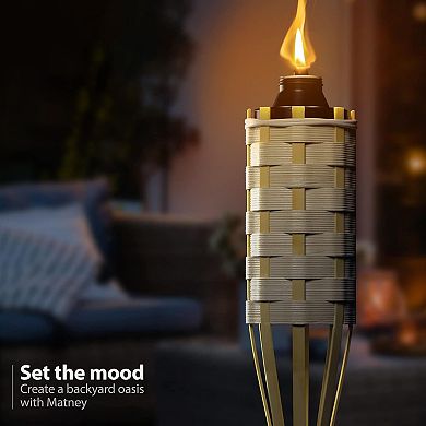 Sorbus 5 Feet Tall 100% Bamboo Outdoor Torches (Set of 8)