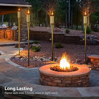 Sorbus 5 Feet Tall 100% Bamboo Outdoor Torches (Set of 8)